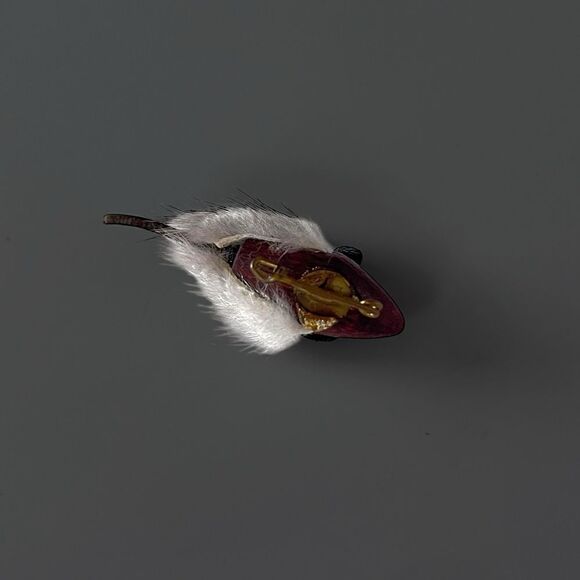 Vintage Danish Leather & Mink Mouse Shoulder Brooch - Picture 5 of 6